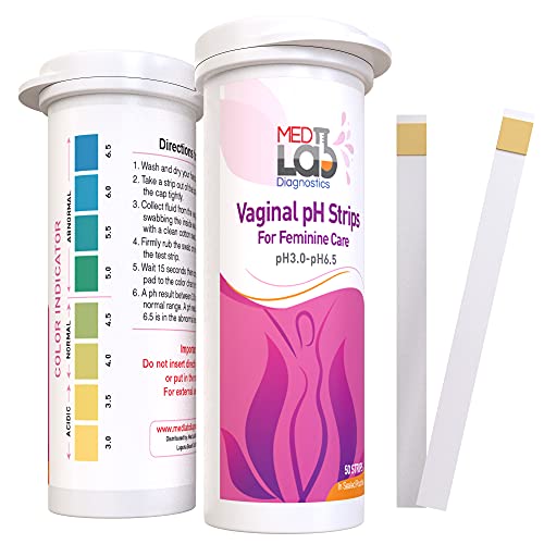 Vaginal ph Test Strips for Women(50 cnt). BV Bacterial Vaginosis and Yeast Infection Test Strips. Feminine pH Test for Vaginal Health, Acidity, and Alkalinity. Strips in Sealed Pouches