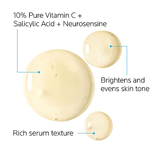 La Roche-Posay Pure Vitamin C Face Serum with Hyaluronic Acid & Salicylic Acid. Anti Aging Face Serum for Wrinkles & Uneven Skin Texture to Visibly Brighten & Smooth. Suitable for Sensitive Skin