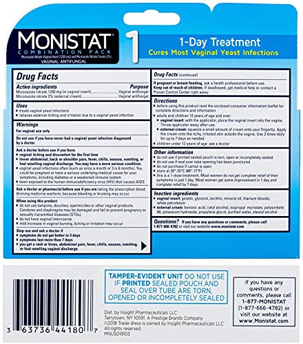 Monistat 1-Day Yeast Infection Treatment, Prefilled