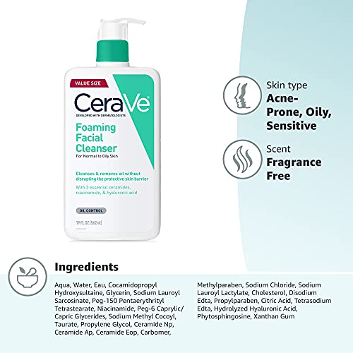CeraVe Foaming Facial Cleanser  Makeup Remover and Daily Face Wash fo –  Nurx