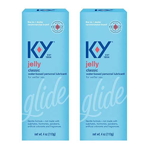 K-Y Jelly Lube, Personal Lubricant, Water-Based Formula, Safe to Use with Latex Condoms, For Men, Women and Couples, 4 FL OZ (Pack of 2)