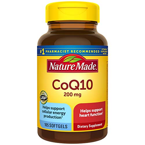 Nature Made CoQ10 200 mg, Dietary Supplement for Heart Health and Cellular Energy Production, 105 Softgels, 105 Day Supply
