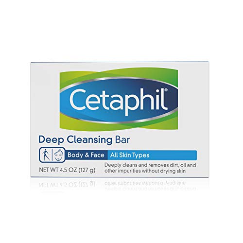 Cetaphil Bar Soap, Deep Cleansing Face and Body Bar, Pack of 3, For Dry to Normal, Sensitive Skin, Soap Free, Hypoallergenic, Paraben Free, Fragrance Free, Removes Makeup, Dirt and Oil