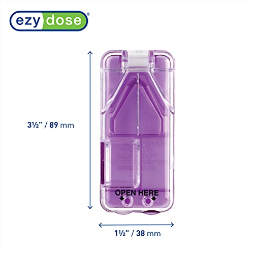 Ezy Dose Pill Cutter and Splitter with Dispenser, Cuts Pills, Vitamins, Tablets, Stainless Steel Blade, Travel Sized, Assorted Colors