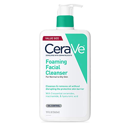 CeraVe Foaming Facial Cleanser | Makeup Remover and Daily Face Wash for Oily Skin | Paraben & Fragrance Free | 19 Fl Oz