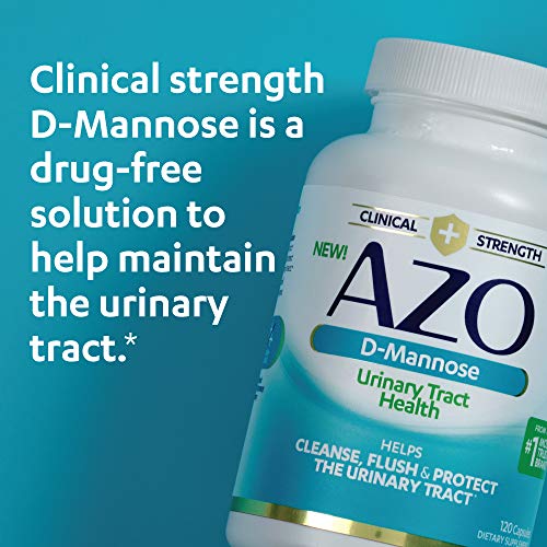 AZO D-Mannose Urinary Tract Health, Cleanse Flush & Protect The Urinary Tract*, Clinical Strength D-Mannose, Drug-Free Protection, 120 Count