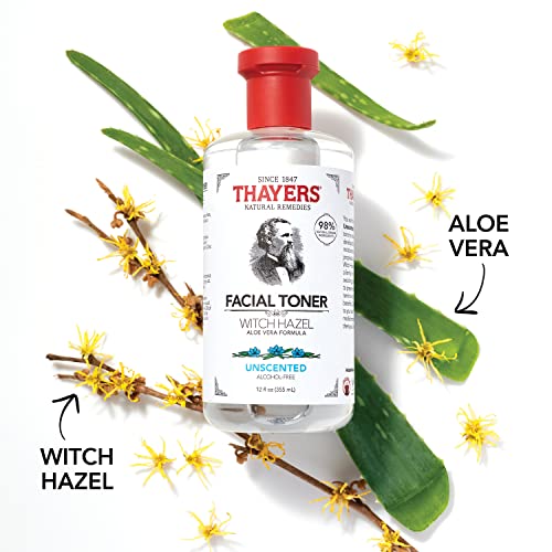THAYERS Alcohol-Free Unscented Witch Hazel Facial Toner with Aloe Vera Formula, 12 oz