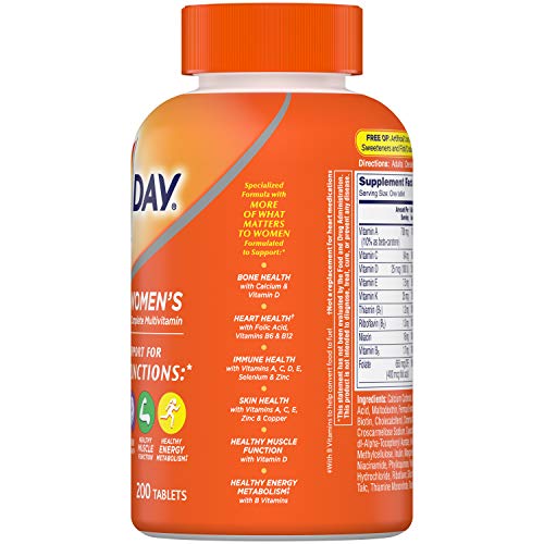 One A Day Women’s Multivitamin, Supplement with Vitamin A, Vitamin C, Vitamin D, Vitamin E and Zinc for Immune Health Support, B12, Biotin, Calcium & More, 200 count